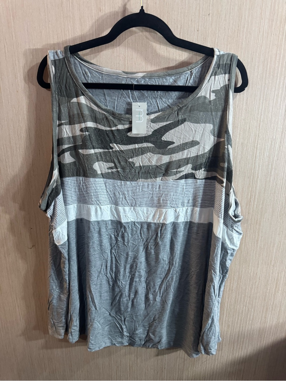 Maurices Camo and Gray Striped Tank Top Size 3X NWT